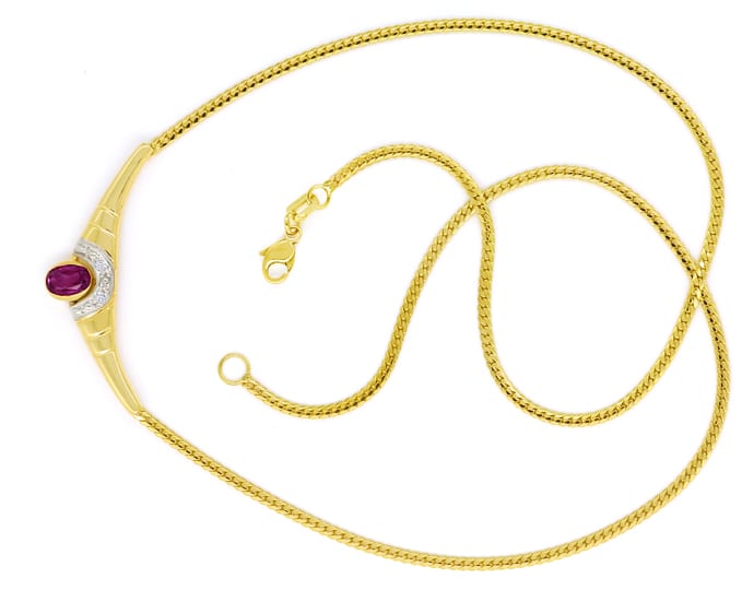 Foto 1 - Modernes Gold-Collier mit rotem Edelstein und Diamanten, Q0649