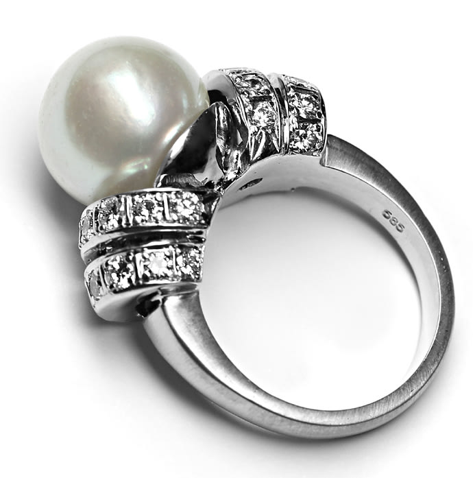 Foto 3 - Pompöser Damenring 12mm Perle 1ct Brillanten, S5896