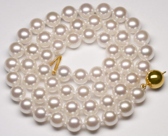 Foto 1 - Spitzen Akoya Perlenkette Leicht Rose  7,5mm, S6812